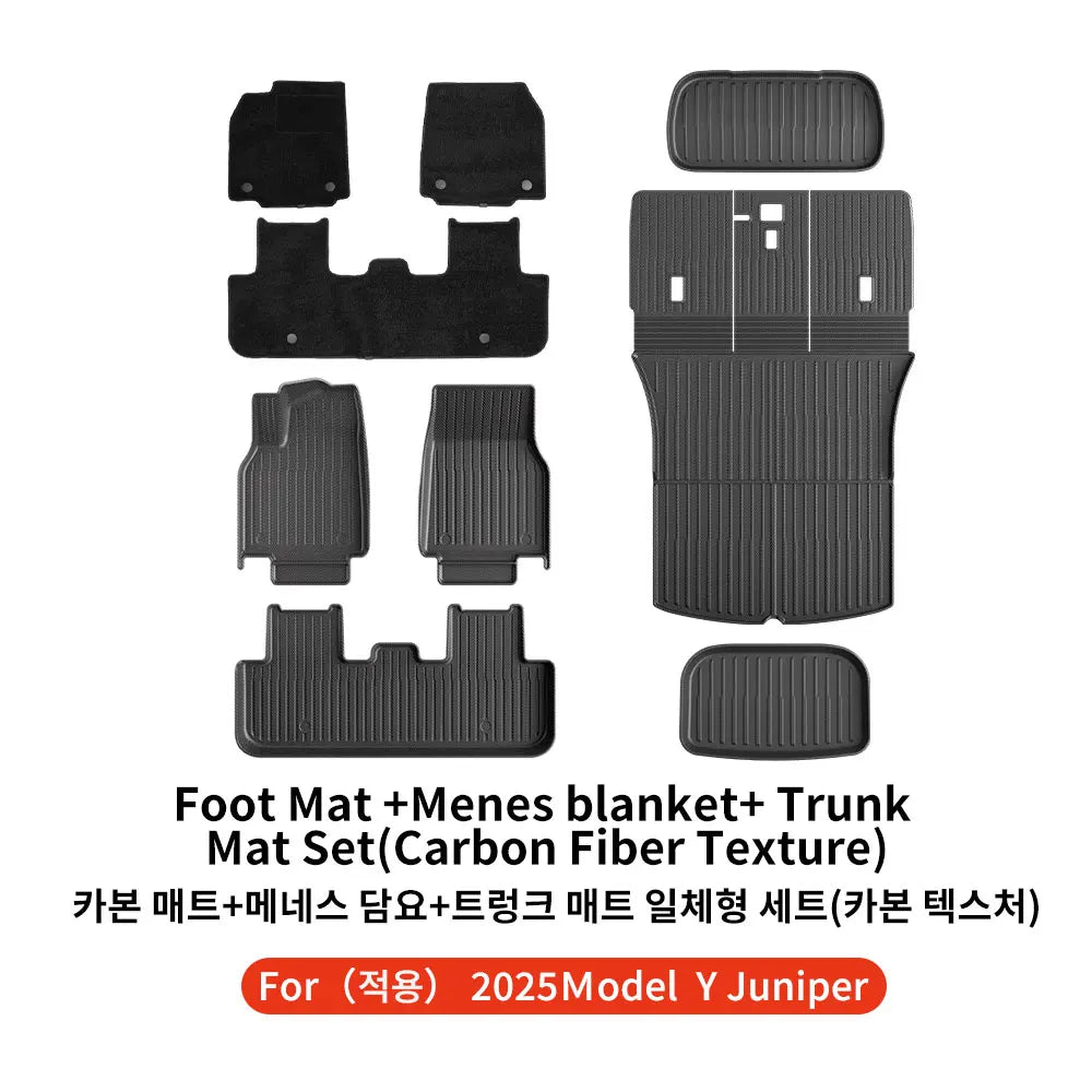 Tesla Model Y Juniper 2026 Carbon Fiber TPE Floor Mats & Trunk Liners
