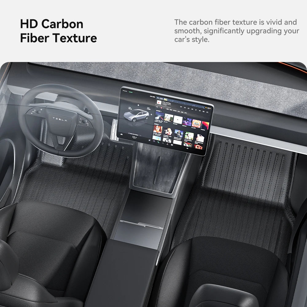 Tesla Model Y Juniper 2026 Carbon Fiber TPE Floor Mats & Trunk Liners