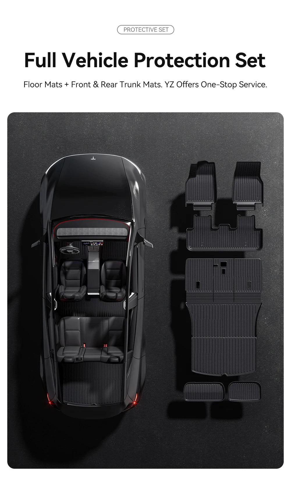 Tesla Model Y Juniper 2026 Carbon Fiber TPE Floor Mats & Trunk Liners