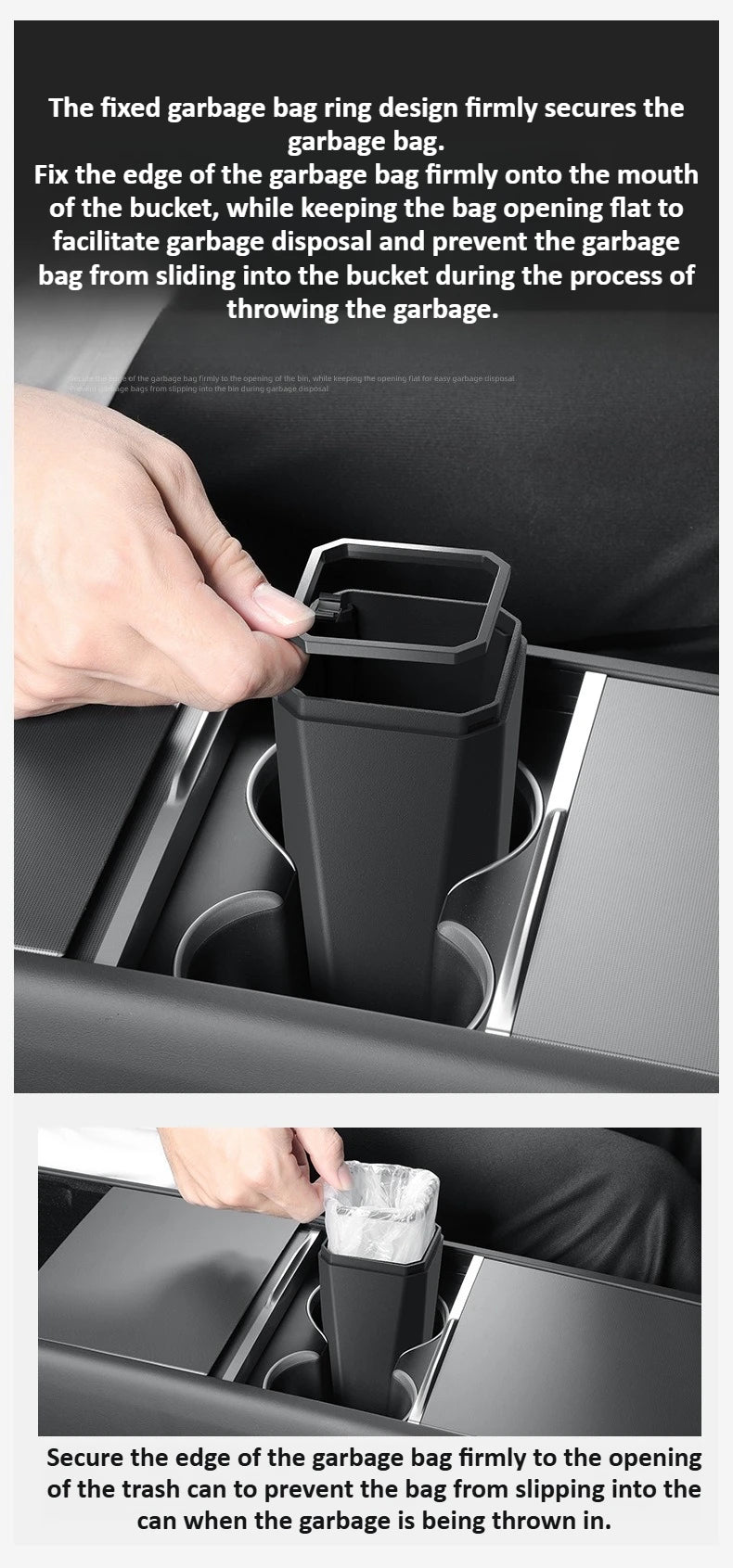 Center Storage Box Organizer Case for Tesla Model 3/Y/X/S Juniper Series Side Door Trash Can Garbage Can Trash Bin with Cover
