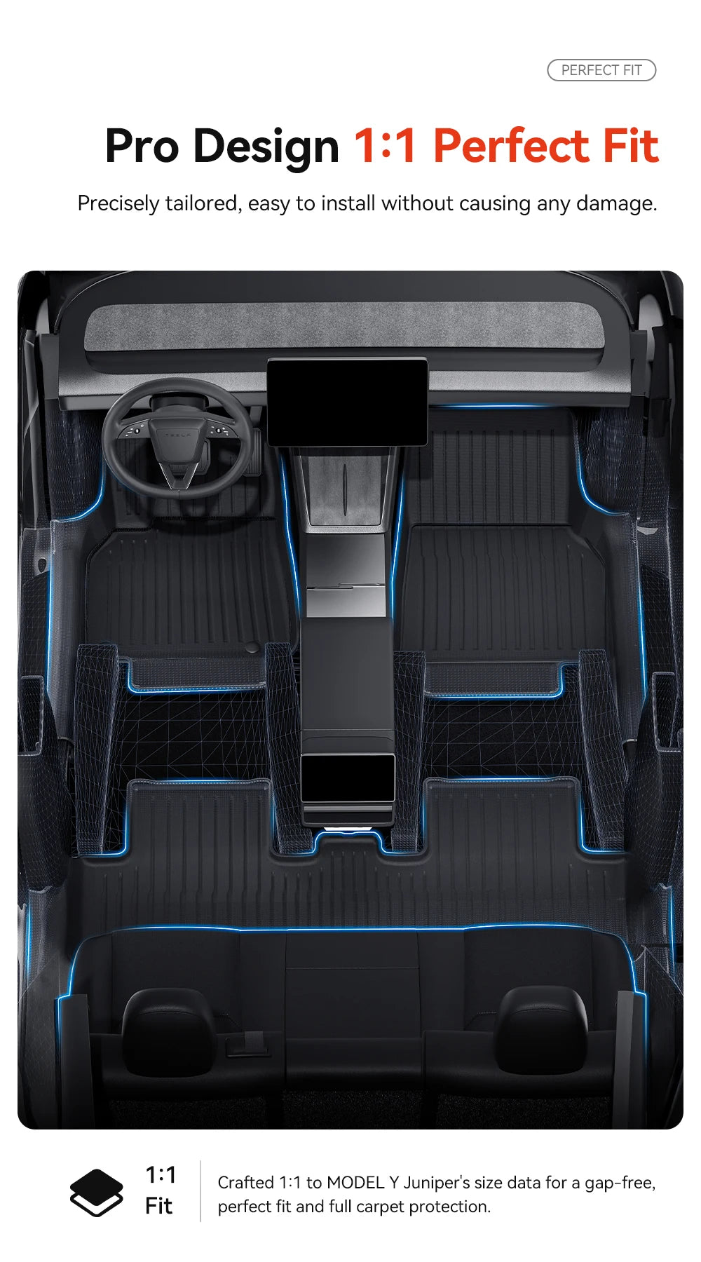 Tesla Model Y Juniper 2026 TPE Floor Mats with Door Sill Protection