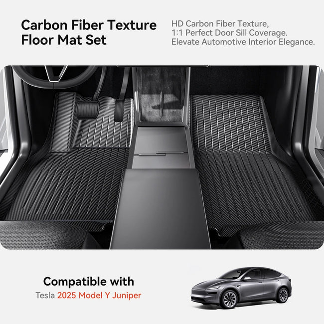 Tesla Model Y Juniper 2026 Carbon Fiber TPE Floor Mats & Trunk Liners Main Image