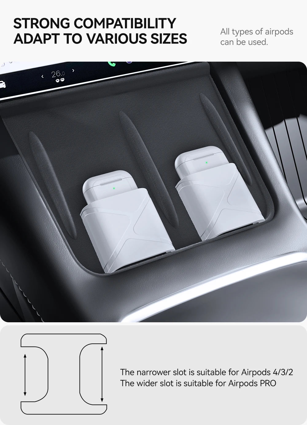 Tesla Model 3 & Y AirPods Wireless Charging Holder Limiter (2019-2026)