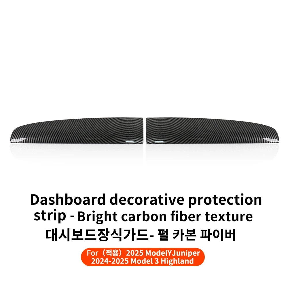 Tesla Model 3 Highland Model Y Dashboard Trim Carbon Fiber Cover Strip
