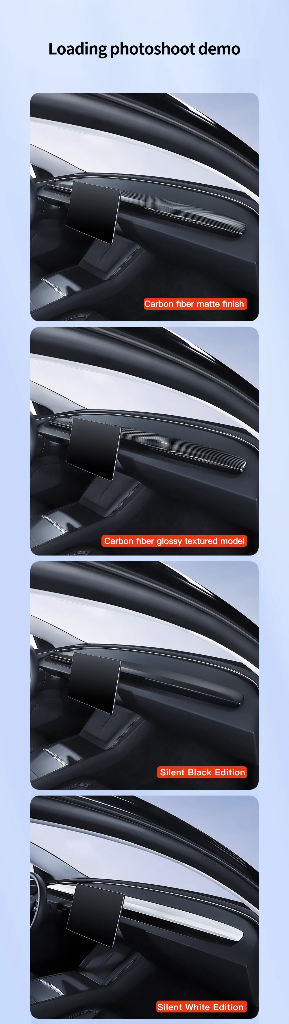 Tesla Model 3 Highland Model Y Dashboard Trim Carbon Fiber Cover Strip
