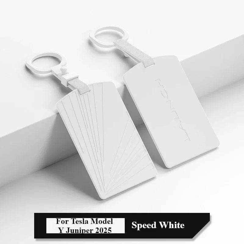 Tesla Model Y Launch/Juniper 2025 Car Key Card Protector Cover White Silicone Key Case Interior Accessory Key Card Holder
