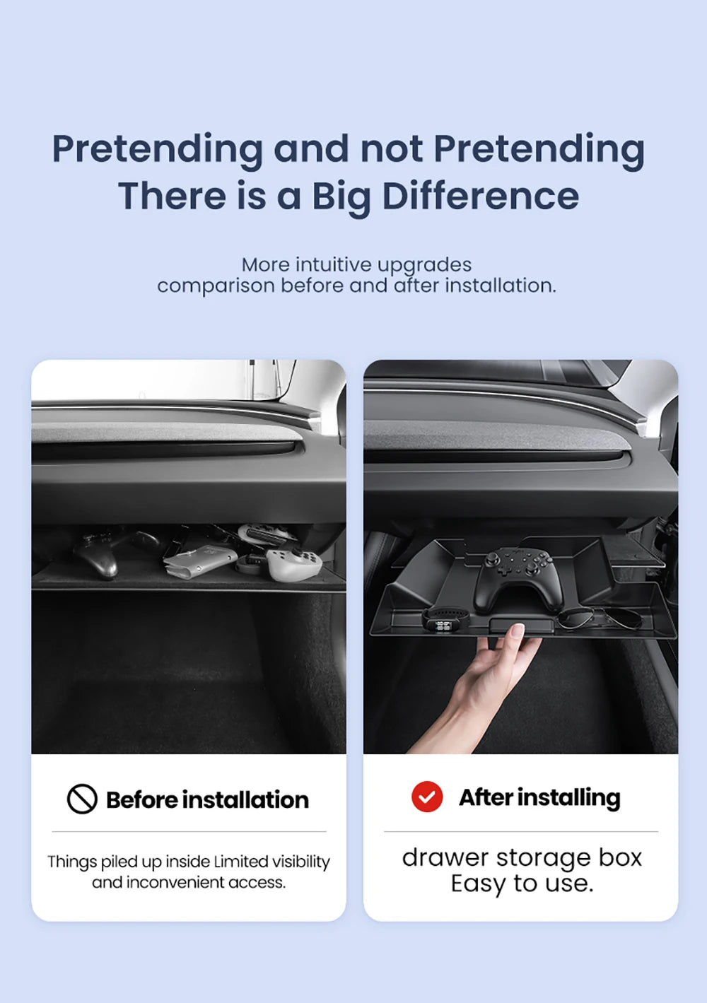 Tesla Model 3 Highland Model Y Juniper Glove Box Organizer Drawer