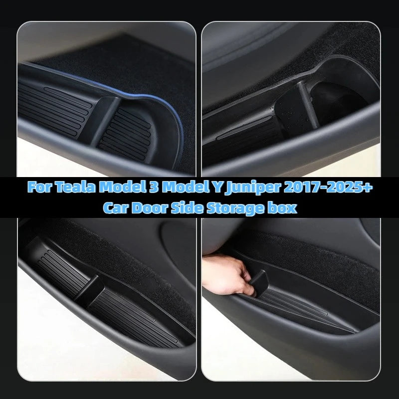 4Pcs Door Tray Organizer for Tesla Model Y Juniper Model 3 2017-2025+ Accessories Door Slot Tray Organizer Door Side Storage Box