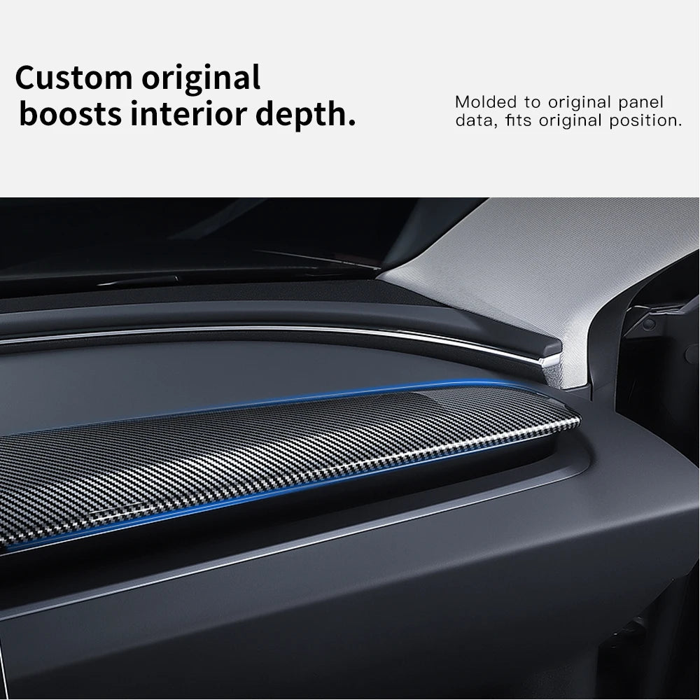Tesla Model 3 Highland Model Y Dashboard Trim Carbon Fiber Cover Strip