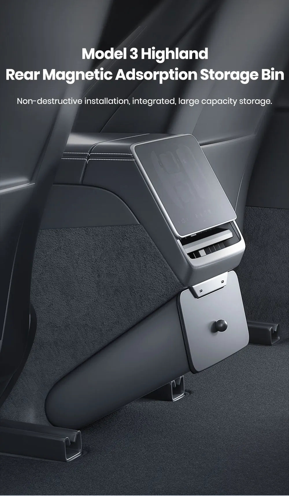 Tesla Model 3 Y Highland Rear Seat Trash Can Magnetic Storage Box Bin